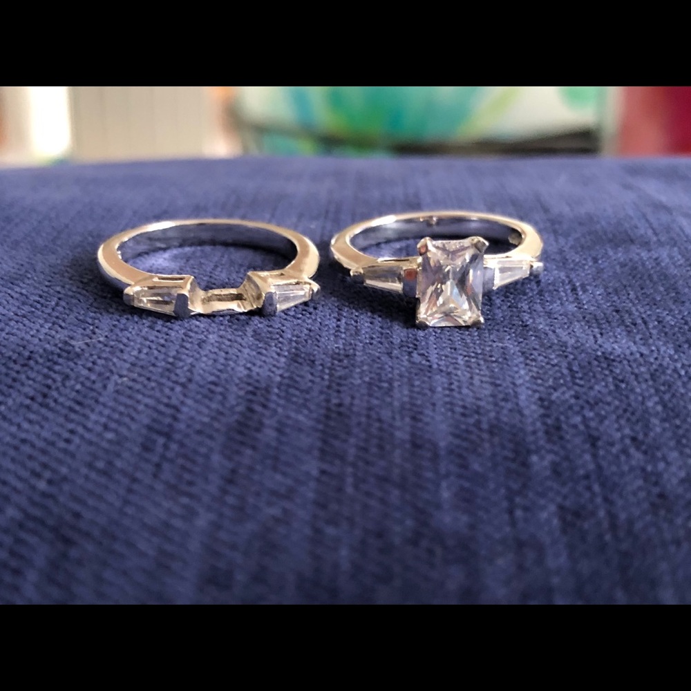 Sterling silver CZ ring set